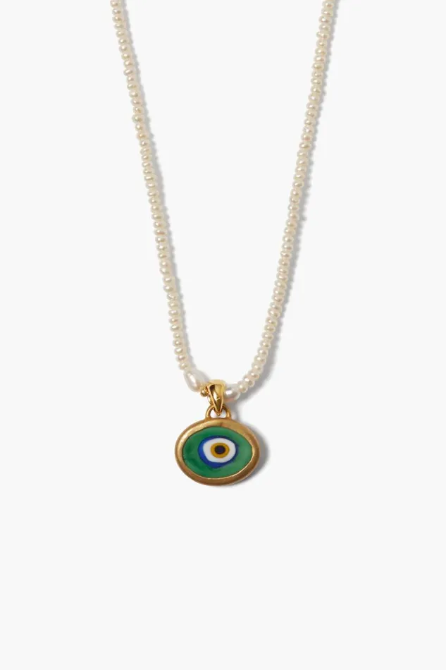 Chan Luu Mya Evil Eye Necklace White Pearl Women Necklaces
