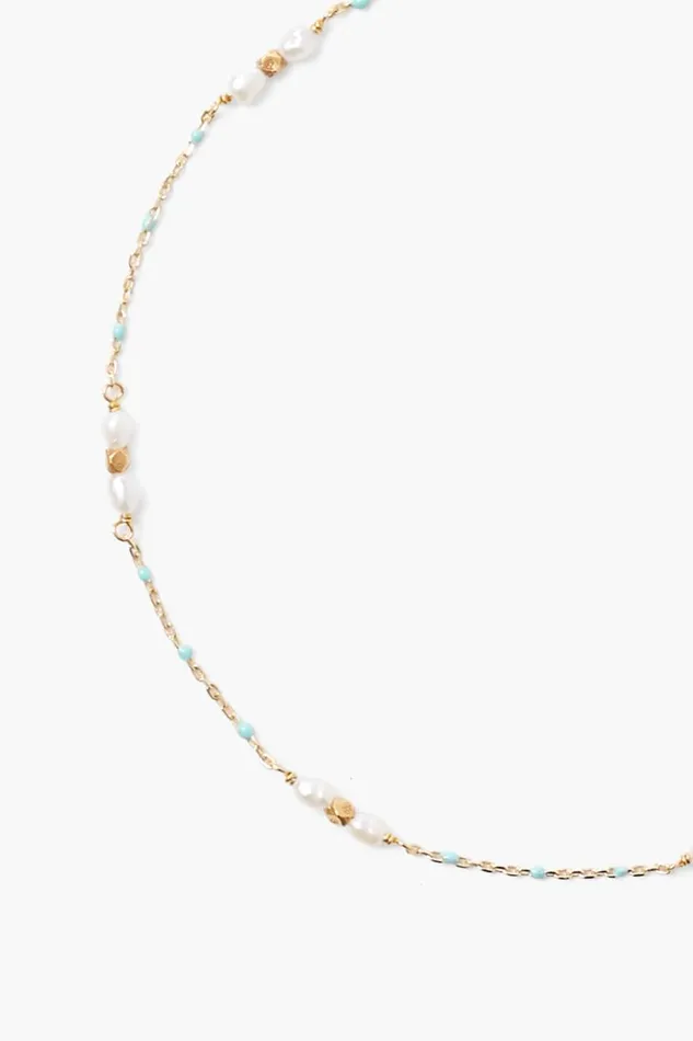 Chan Luu Pearl And Turquoise Enamel Bead Anklet Women Anklets
