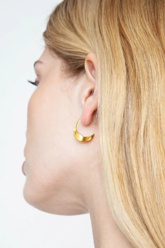 Chan Luu Petite Gold Crescent Moon Hoops Women Earrings