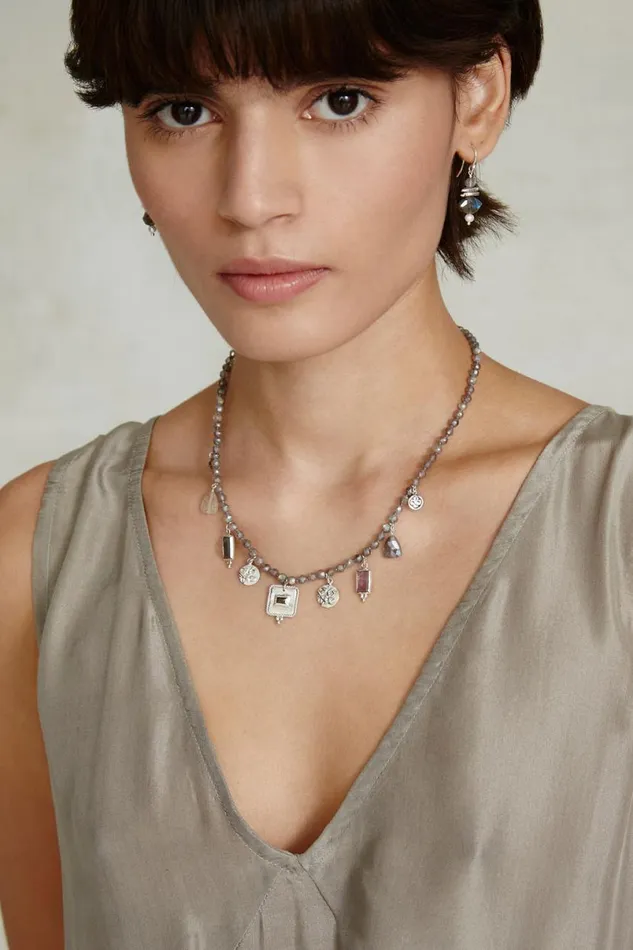 Chan Luu Pilar Charm Necklace Labradorite Mix Women Necklaces