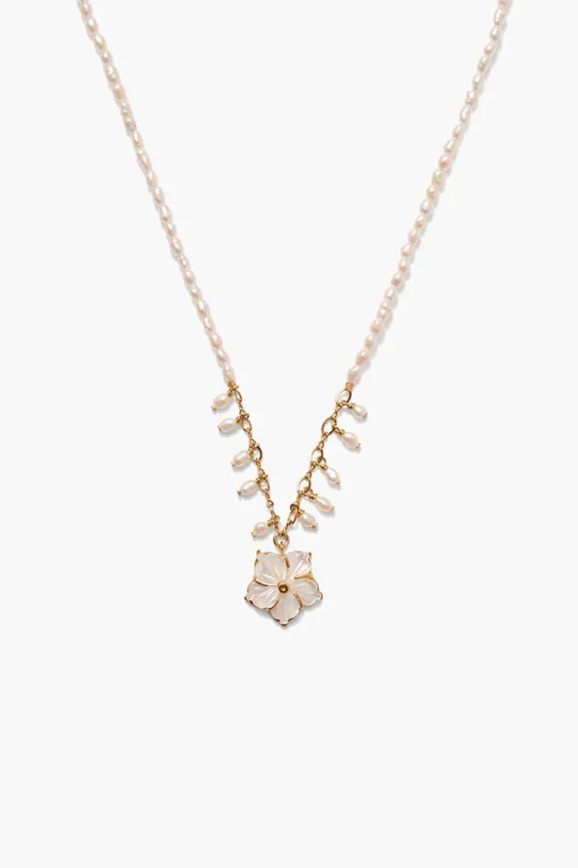 Chan Luu Plumeria Necklace White Pearl Women Necklaces
