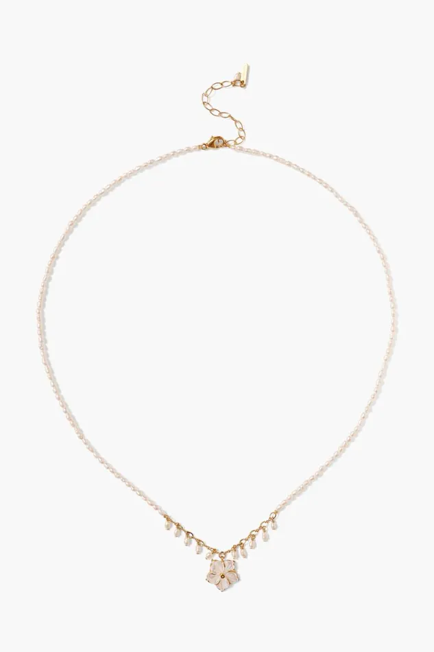 Chan Luu Plumeria Necklace White Pearl Women Necklaces
