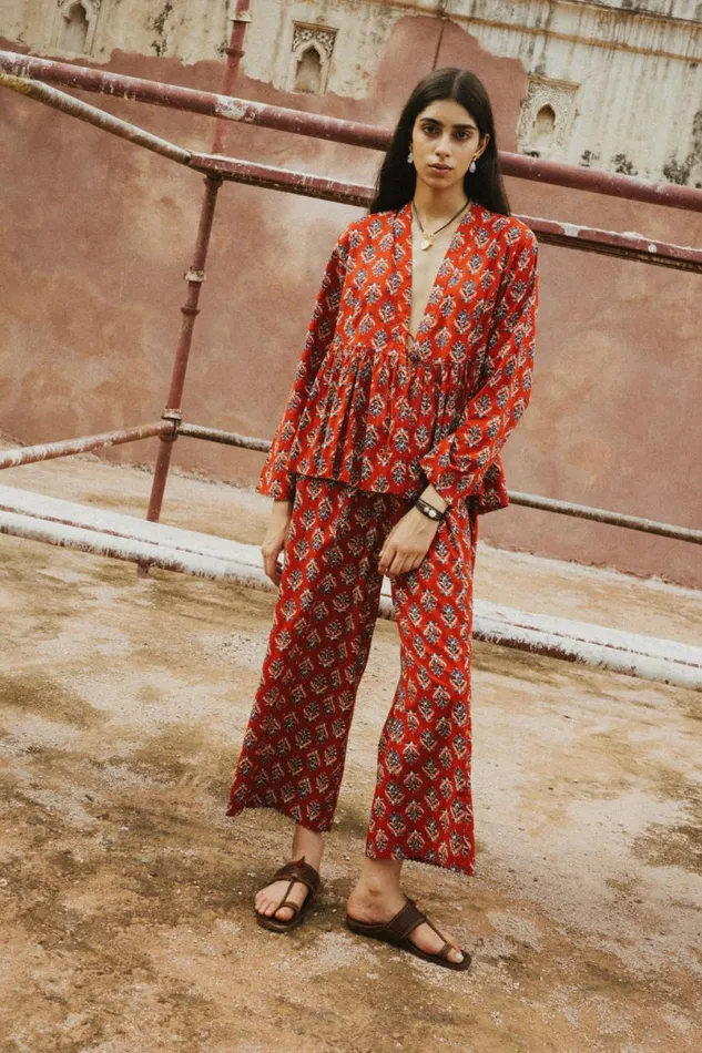 Chan Luu Priya Set Crimson Women Loungewear