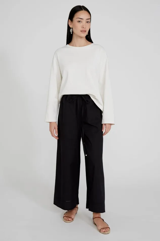 Chan Luu Ramona Poplin Pant Caviar Women Bottoms