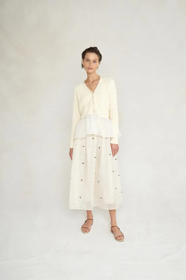 Chan Luu Rebecca Cardigan Antique White Women Knitwear