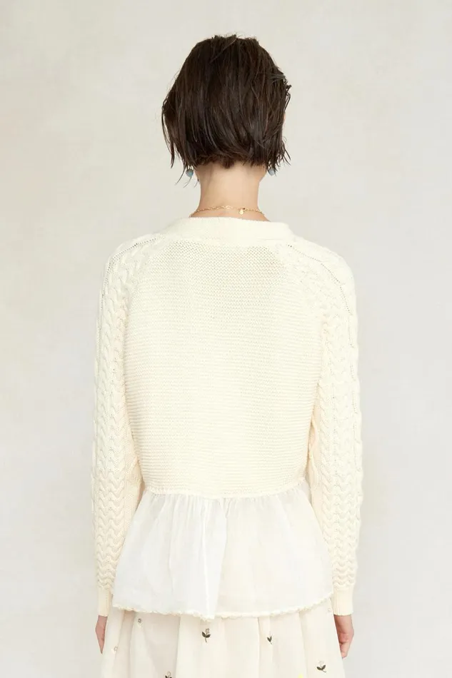 Chan Luu Rebecca Cardigan Antique White Women Knitwear