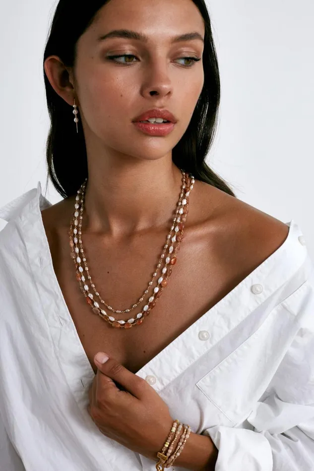 Chan Luu Santa Fe Necklace White Pearl Women Necklaces
