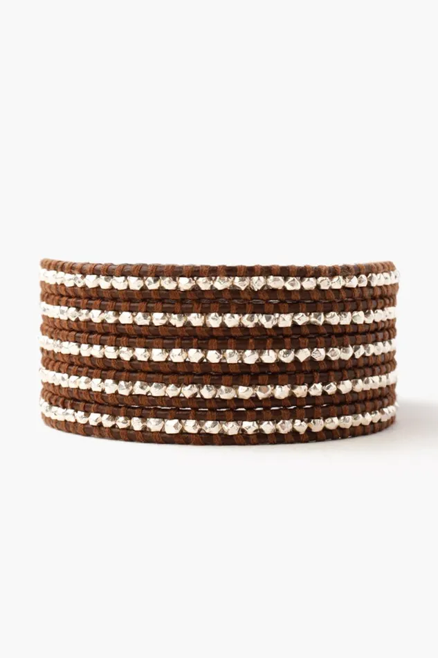 Chan Luu Sterling Silver Wrap Bracelet Brown Women Bracelets