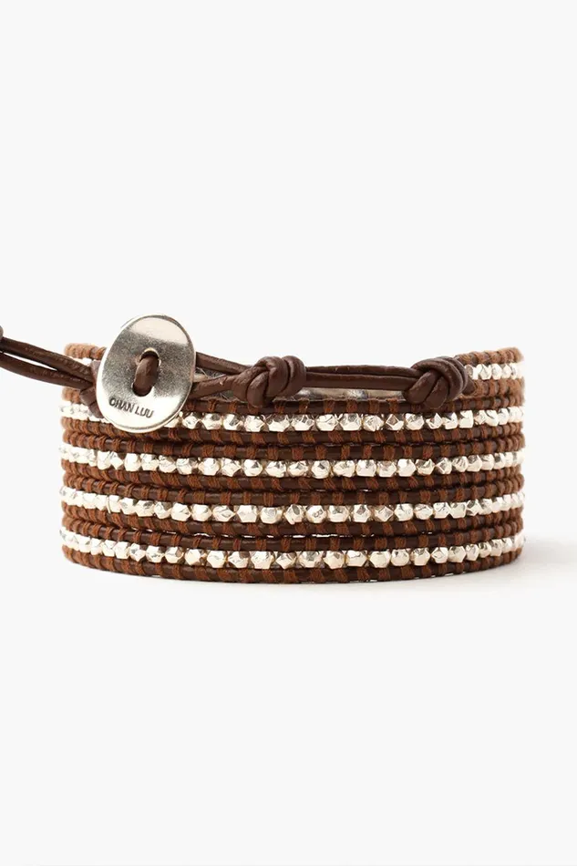 Chan Luu Sterling Silver Wrap Bracelet Brown Women Bracelets