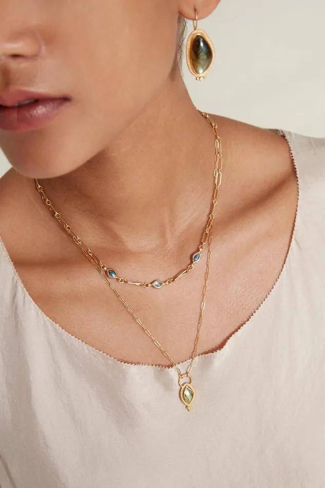 Chan Luu Tavi Pendant Necklace Gold Labradorite Women Necklaces