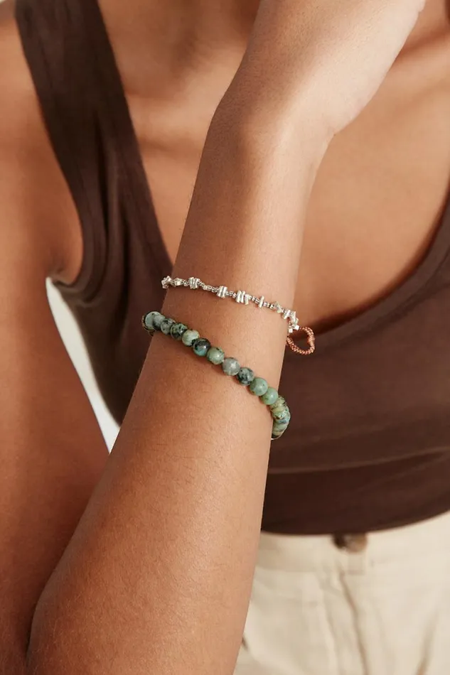 Chan Luu Turquoise and Etched Silver Bracelet Set Women Bracelets