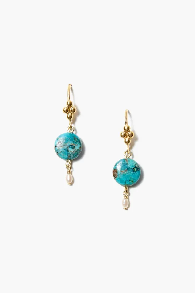 Chan Luu Turquoise And Pearl Drop Earrings Women Earrings