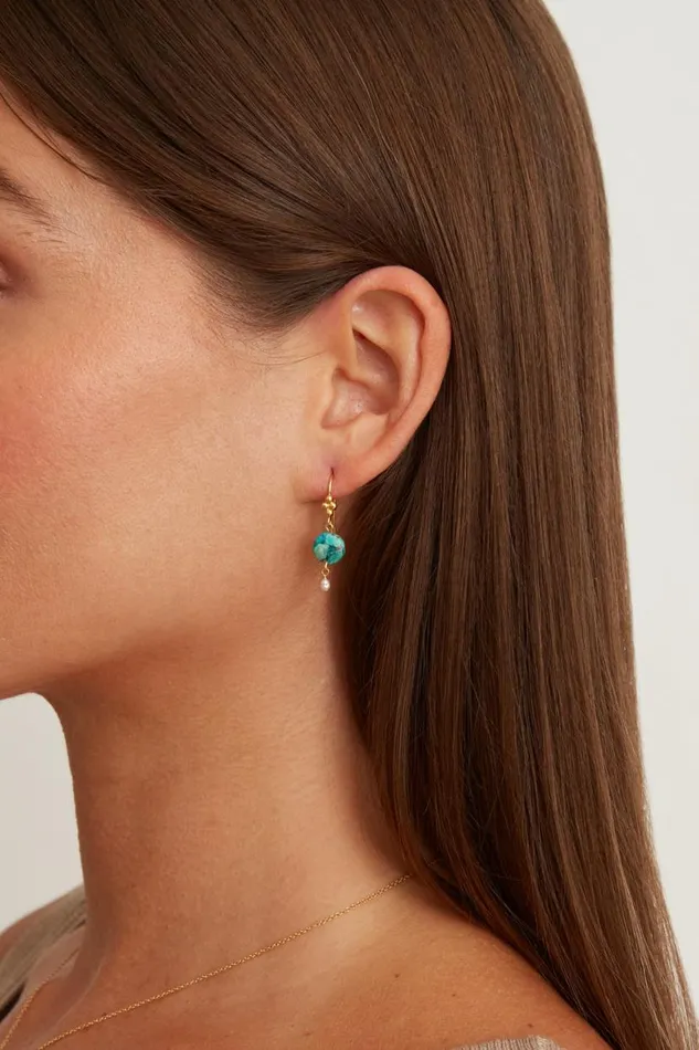 Chan Luu Turquoise And Pearl Drop Earrings Women Earrings