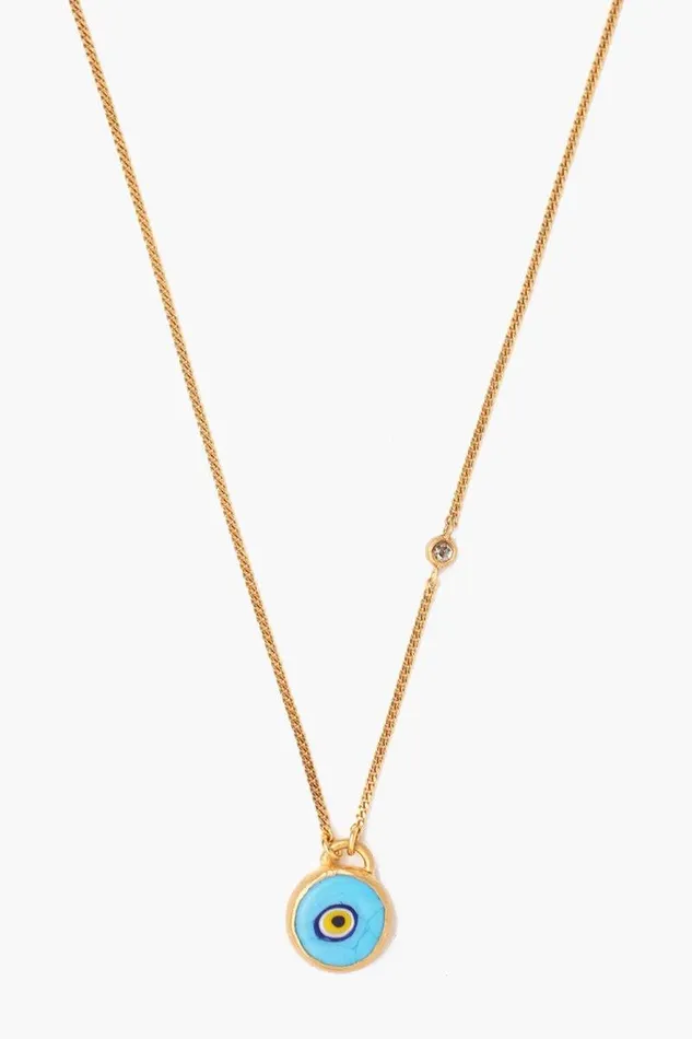 Chan Luu Turquoise Evil Eye Necklace With Champagne Diamond Women Necklaces