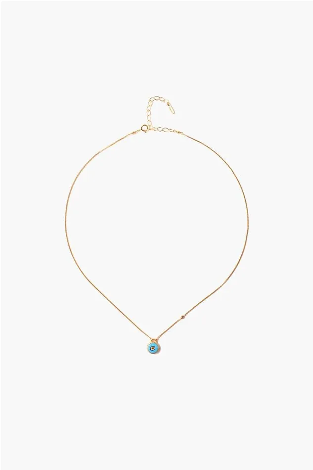Chan Luu Turquoise Evil Eye Necklace With Champagne Diamond Women Necklaces