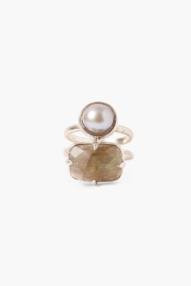 Chan Luu Venus Stacked Ring Labradorite Women Rings