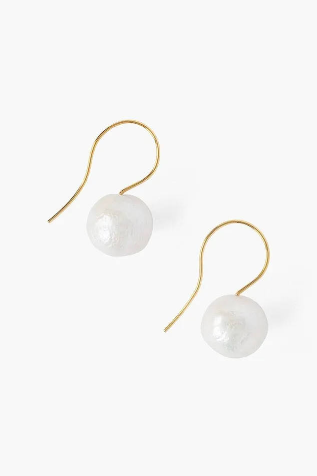 Chan Luu White Baroque Pearl And Gold Drop Earrings Women Earrings