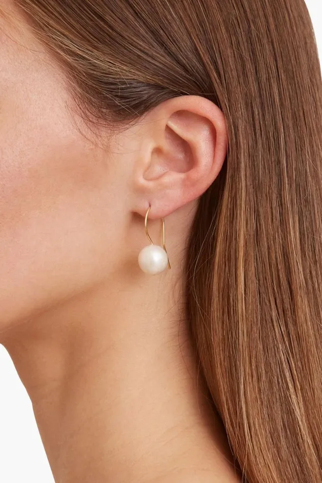 Chan Luu White Baroque Pearl And Gold Drop Earrings Women Earrings