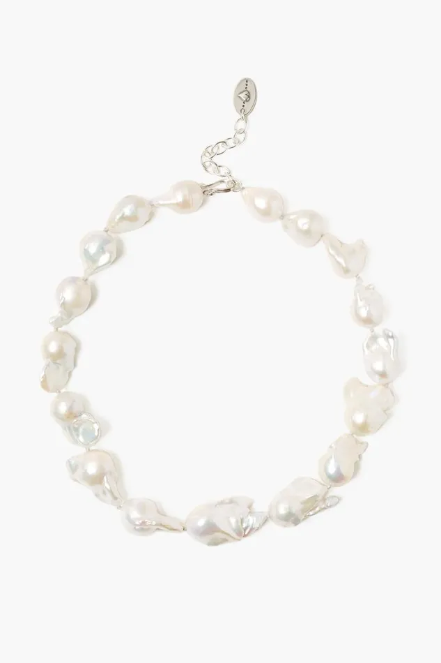 Chan Luu White Baroque Pearl Collar Necklace Women Necklaces