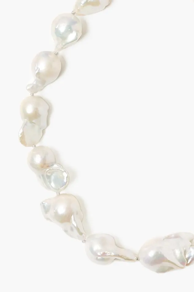 Chan Luu White Baroque Pearl Collar Necklace Women Necklaces