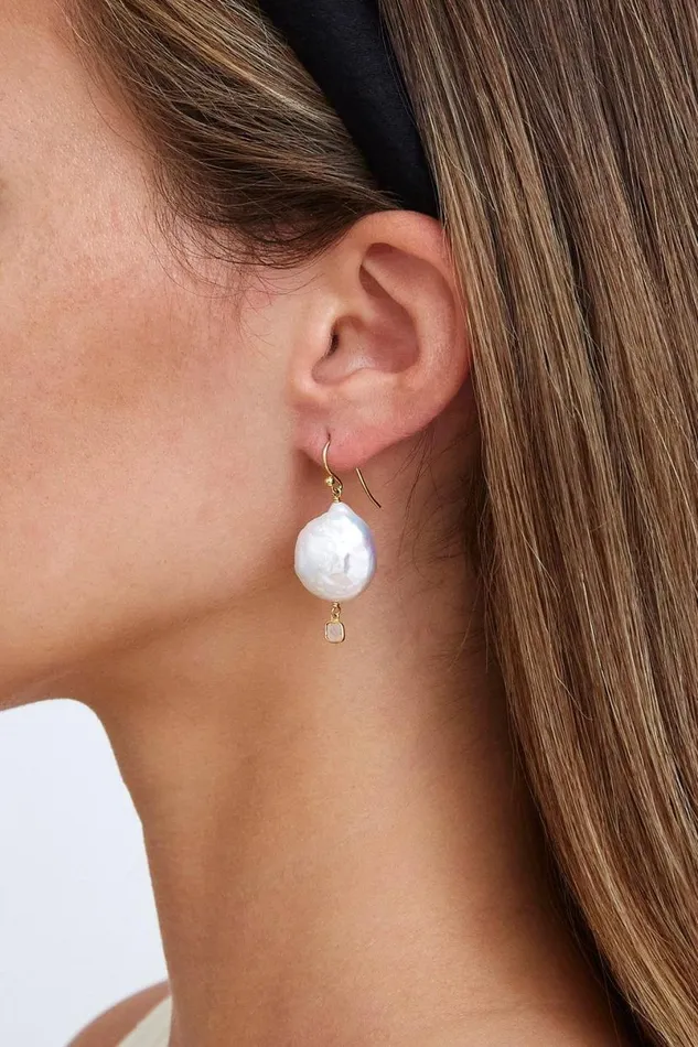 Chan Luu White Pearl And Diamond Teardrop Earrings Women Earrings