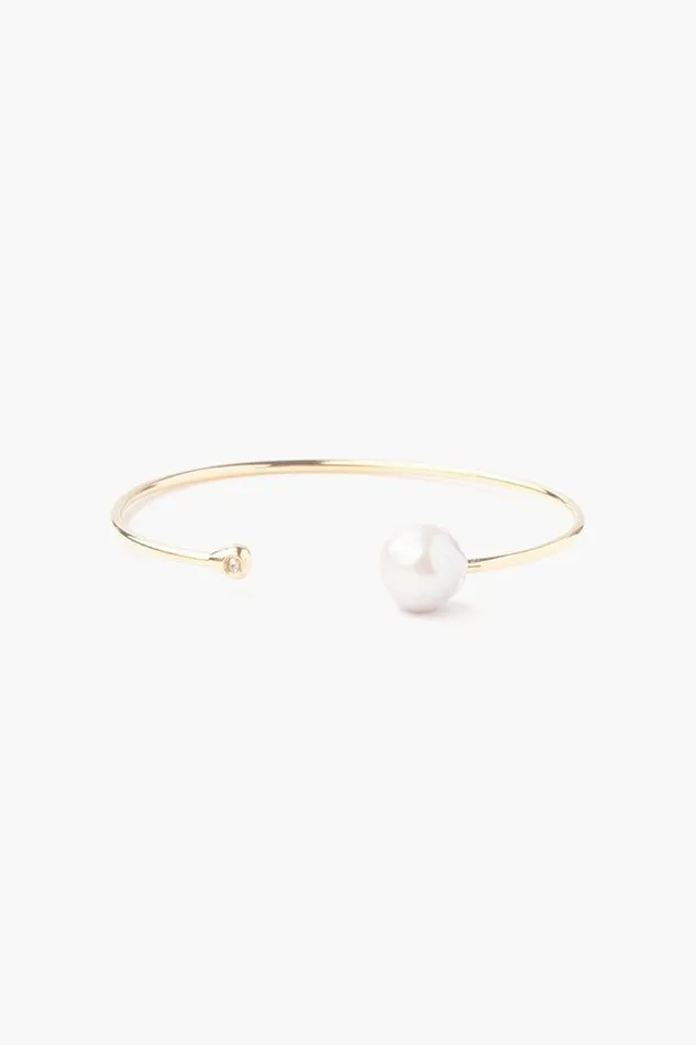 Chan Luu White Pearl And Gold Diamond Cuff Women Bracelets