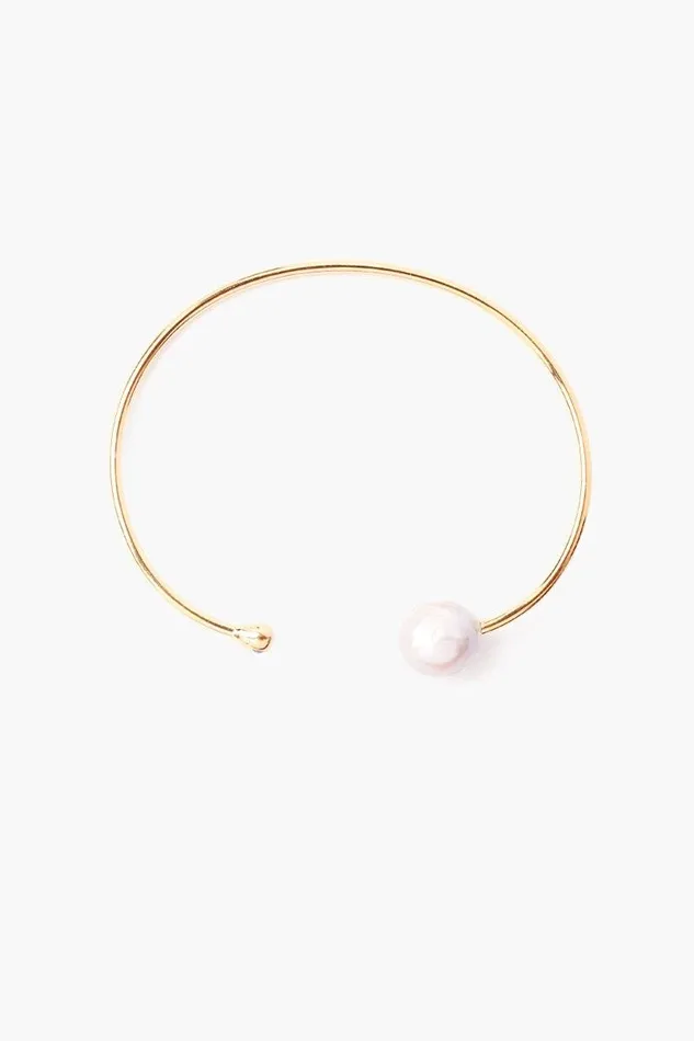 Chan Luu White Pearl And Gold Diamond Cuff Women Bracelets