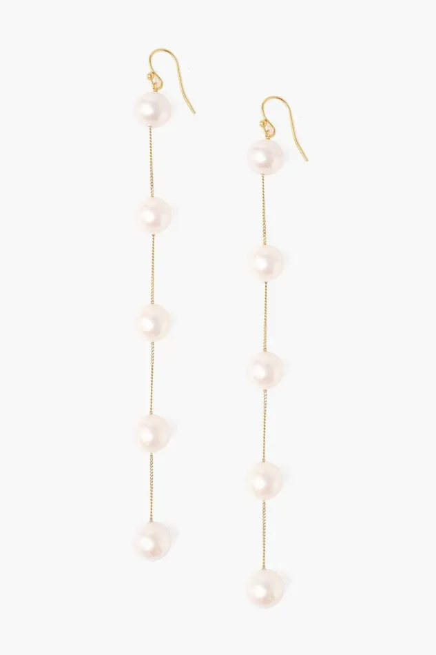 Chan Luu White Pearl Duster Earrings Women Earrings