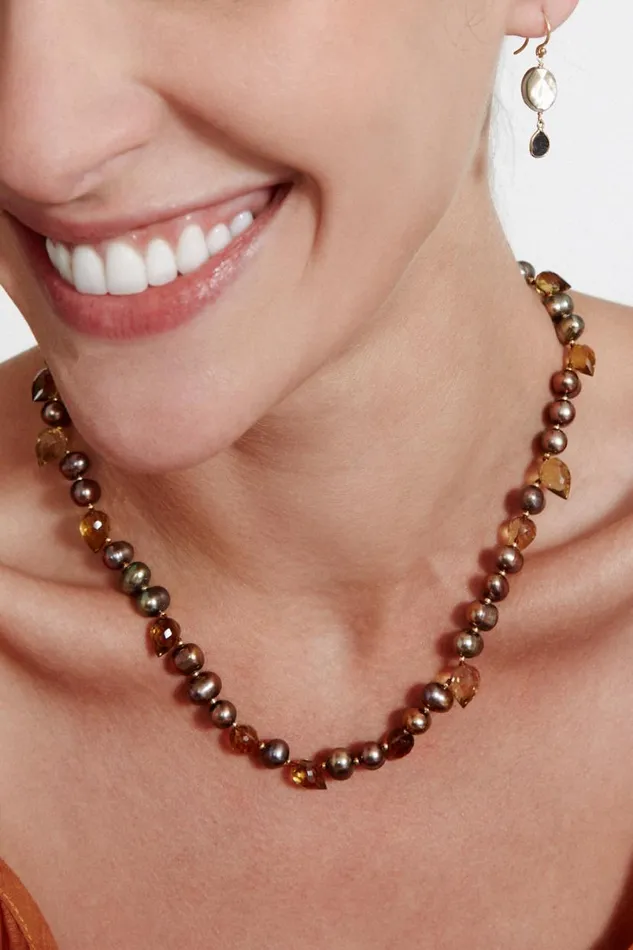 Chan Luu Willa Necklace Taupe Pearl Mix Women Necklaces