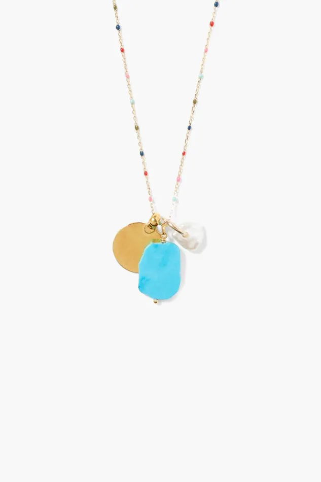 Chan Luu Zuri Enamel Charm Necklace Multi Mix Women Necklaces