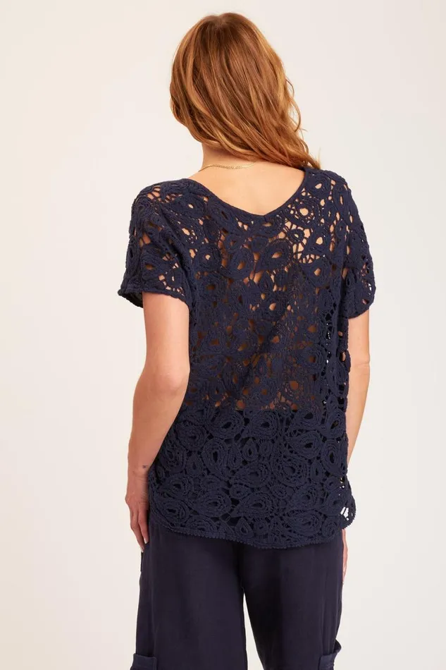 Chastain Top Navy Clothing XCVI ShirtsBlouses