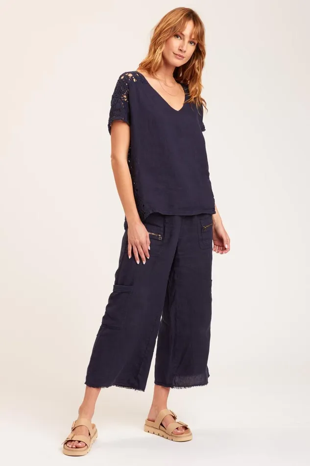 Chastain Top Navy Clothing XCVI ShirtsBlouses