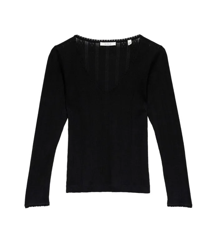 CILLA TEE Black Quelle Jolie Pointelle Shop DEN Tees