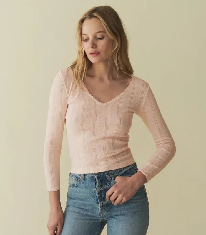 CILLA TEE Petunia Pink Quelle Jolie Pointelle Shop DEN Tees