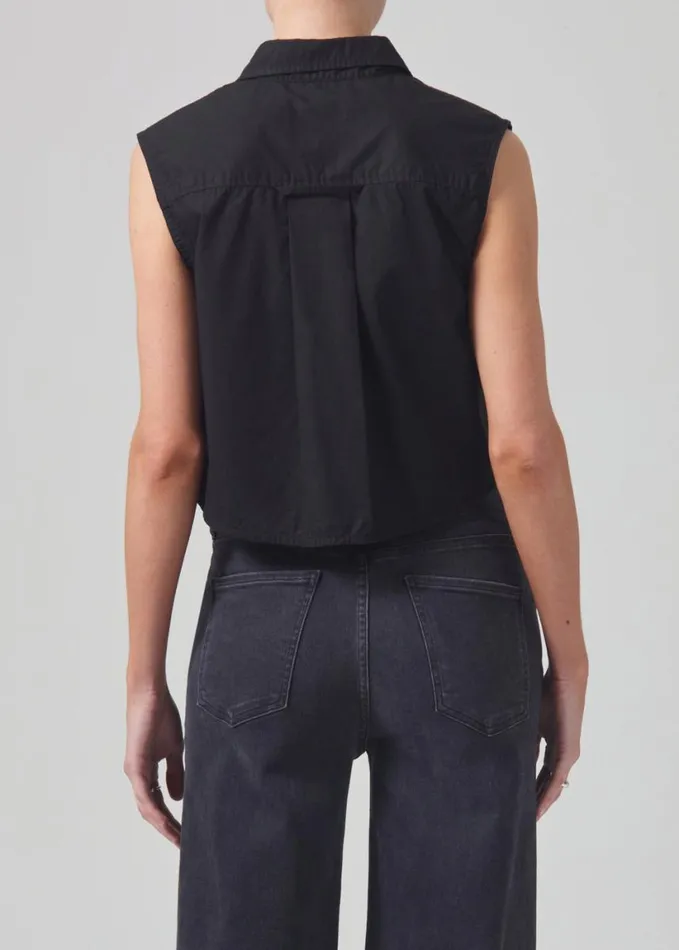 Citizens Of Humanity Anders Sleeveless Crop Black Women Tops