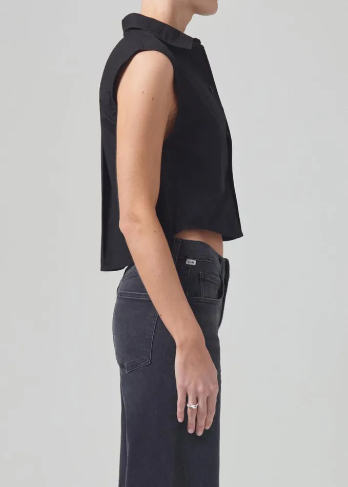 Citizens Of Humanity Anders Sleeveless Crop Black Women Tops