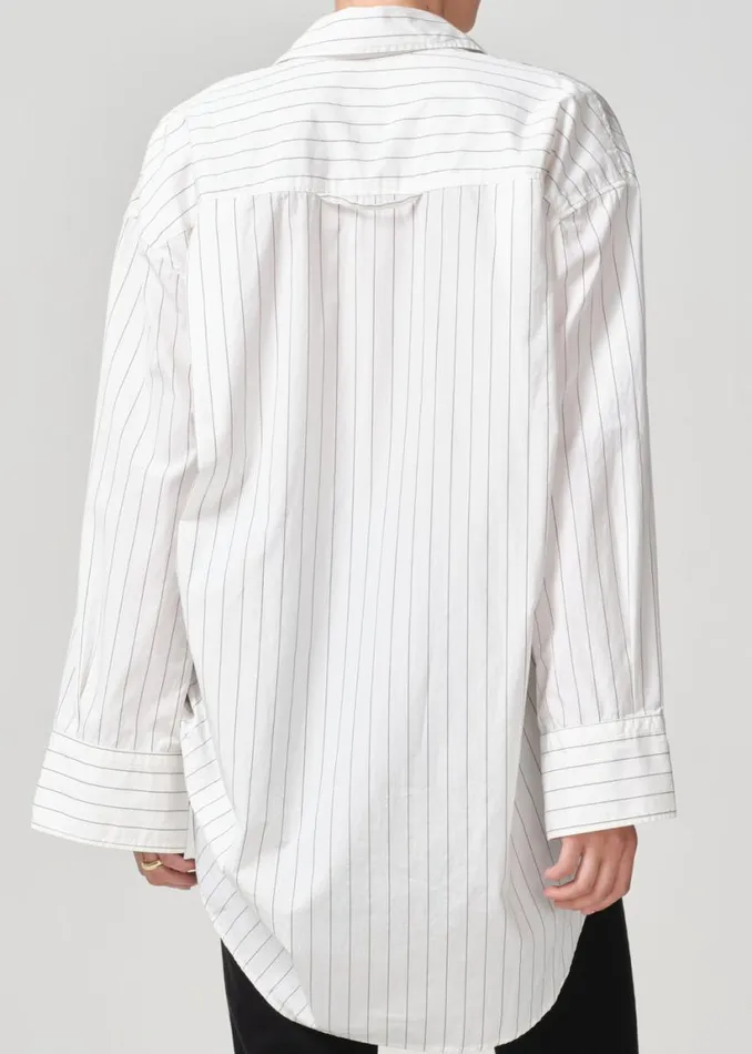 Citizens Of Humanity Cocoon Shirt Bitter Chocolate Stripe Women Tops