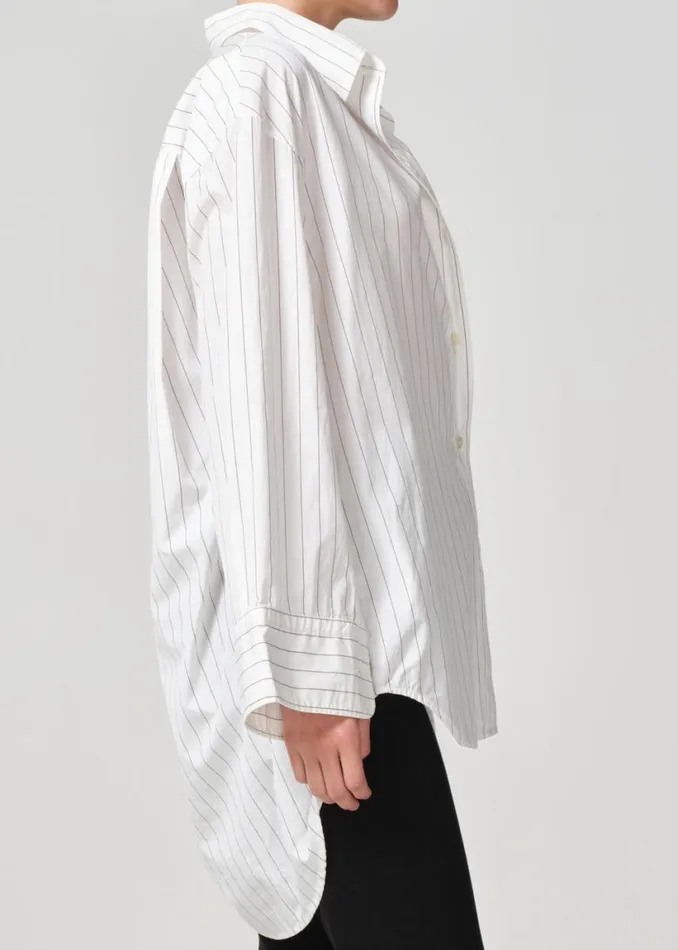 Citizens Of Humanity Cocoon Shirt Bitter Chocolate Stripe Women Tops