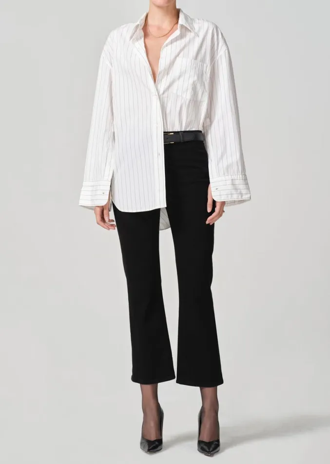 Citizens Of Humanity Cocoon Shirt Bitter Chocolate Stripe Women Tops
