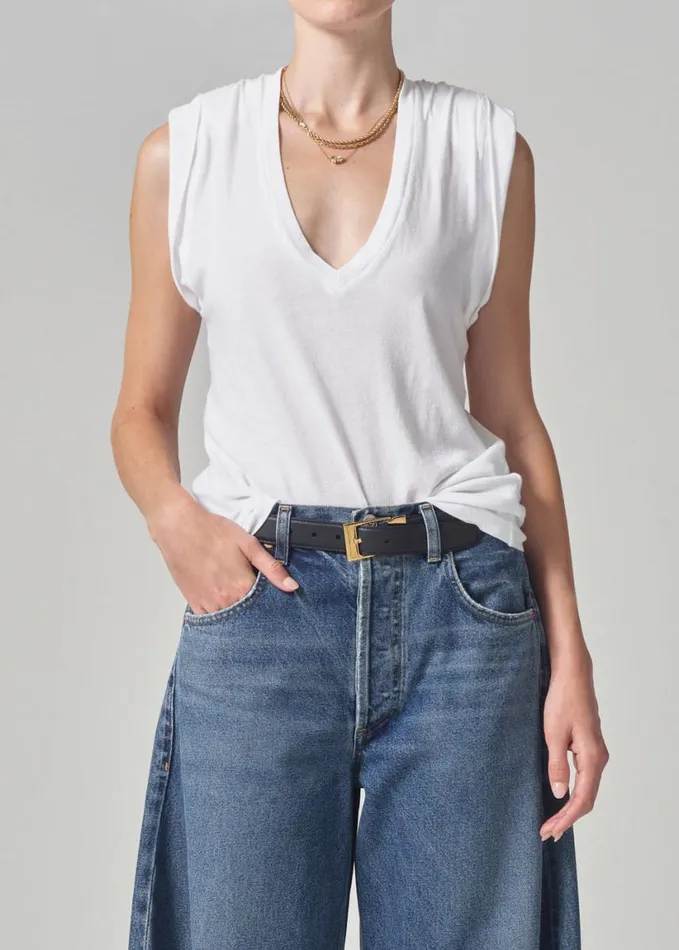Citizens Of Humanity Edith VNeck White Women Tops