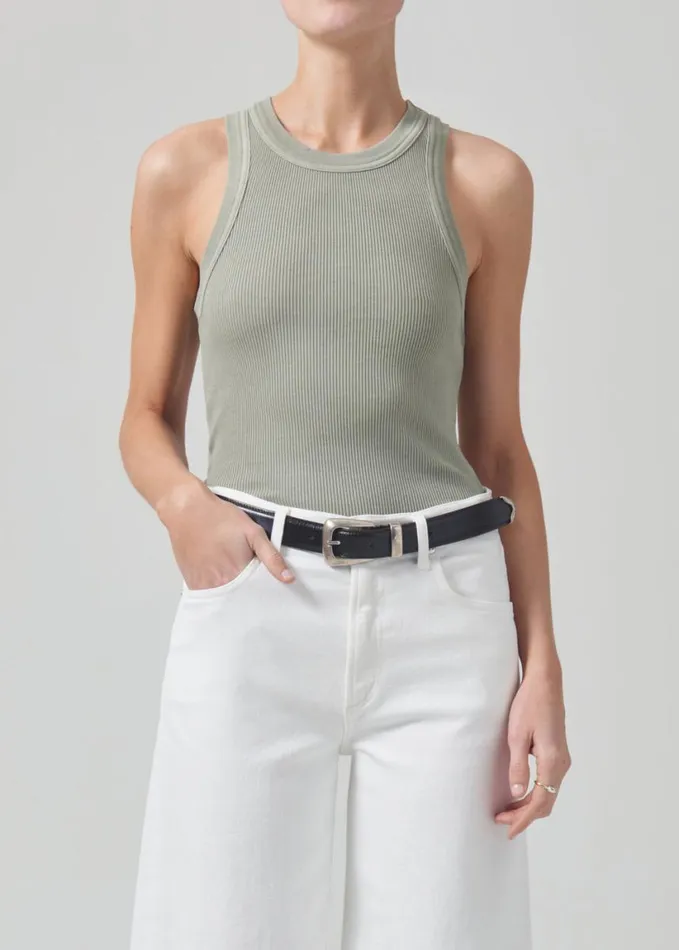 Citizens Of Humanity Isabel Rib Tank Spring Moss Women Tops