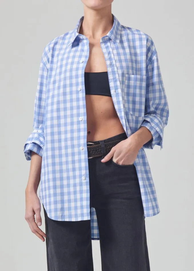 Citizens Of Humanity Kayla Shirt Bluesky Gingham Women Tops