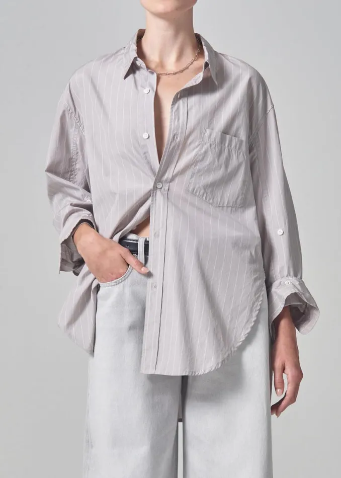 Citizens Of Humanity Kayla Shirt Tailor Grey Stripe Women Tops