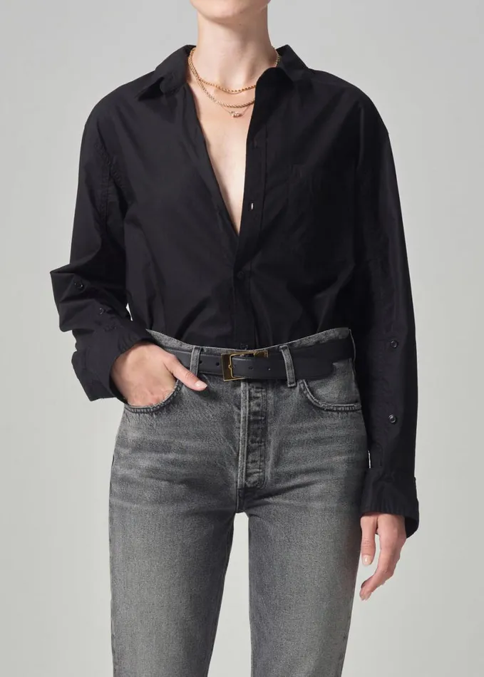 Citizens Of Humanity Kayla Shrunken Shirt Black Women Tops