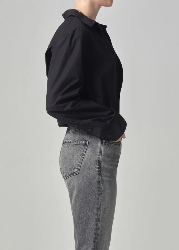 Citizens Of Humanity Kayla Shrunken Shirt Black Women Tops