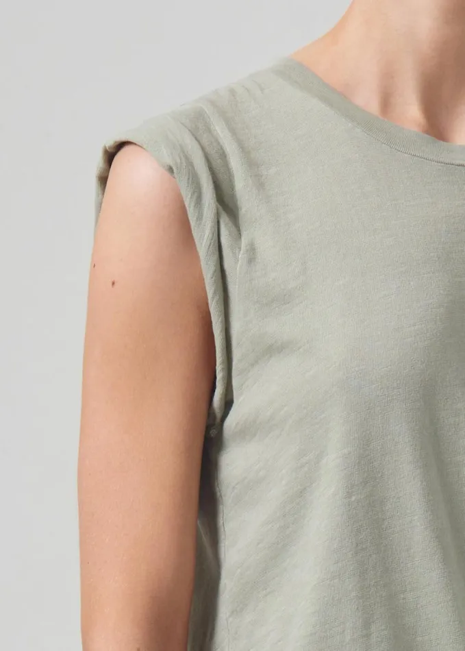 Citizens Of Humanity Kelsey Roll Sleeve Tee Spring Moss Women Tops