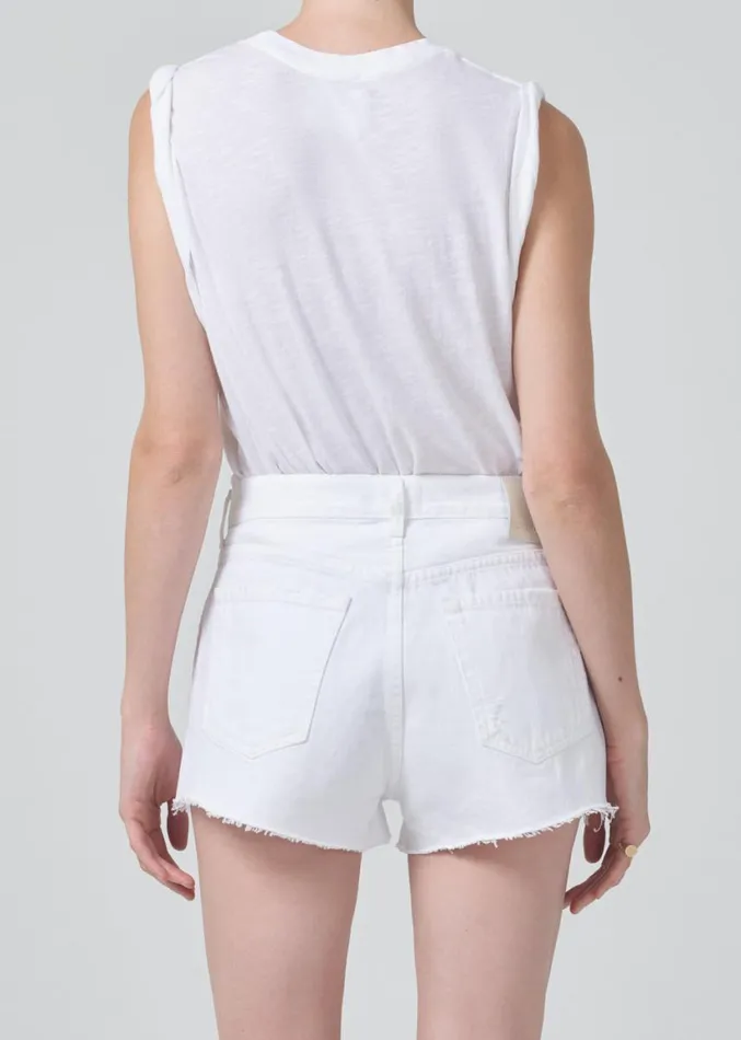 Citizens Of Humanity Kelsey Roll Sleeve Tee White Women Tops