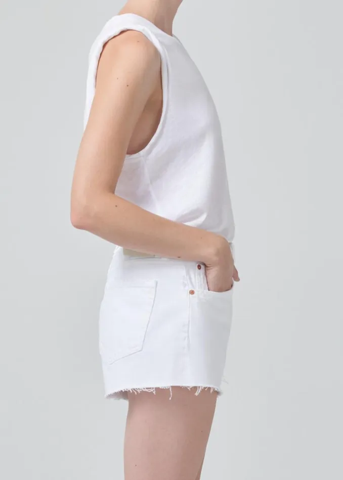 Citizens Of Humanity Kelsey Roll Sleeve Tee White Women Tops