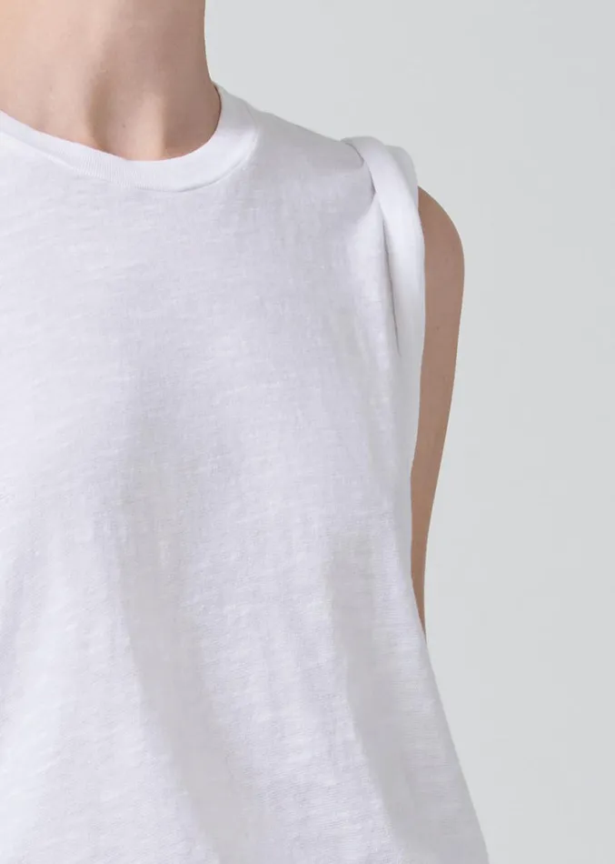 Citizens Of Humanity Kelsey Roll Sleeve Tee White Women Tops