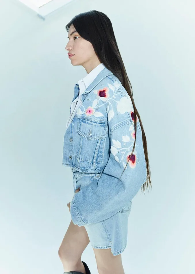 Citizens Of Humanity Lena Embroidered Cropped Jacket Tulip Women Jackets